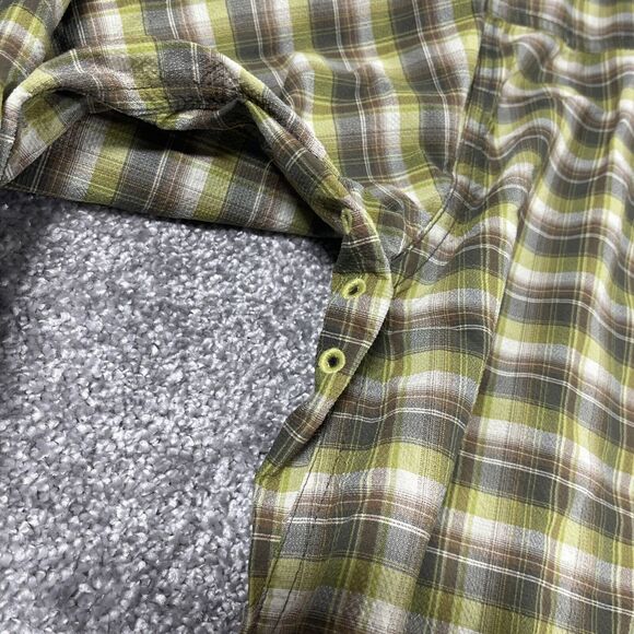 Prana Shirt Mens Extra‎ Large Button Up Plaid Breathable Outdoors Mesh Green - Picture 6 of 16